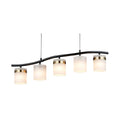 **Moderne Hanglamp met Glazen Kappen en Gouden Accenten**