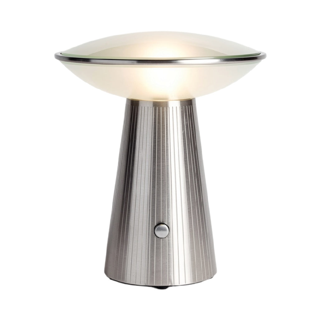 **Technische Titel in het Nederlands:** **Moderne tafellamp met metalen voet en glazen kap**